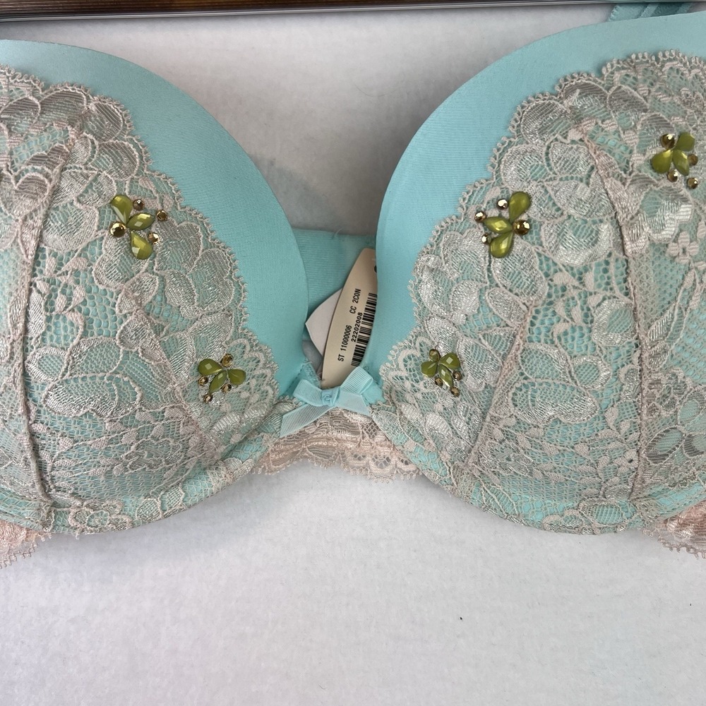 NEW Victoria's Secret DREAM ANGELS Push-Up Bra Blue & Pink Floral Lace 34D - Picture 4 of 7